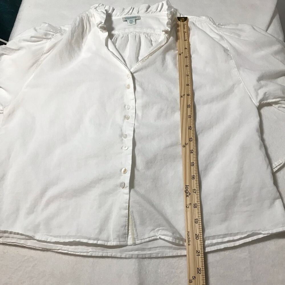 Sundance Peasant Boho White Button Up Cotton Blou… - image 5